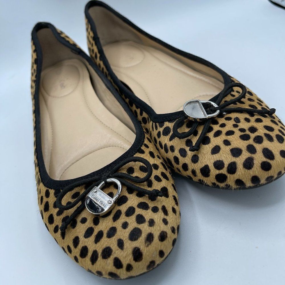 Calvin Klein Leopard Animal Print Isabelle Ballet Flats 7.5